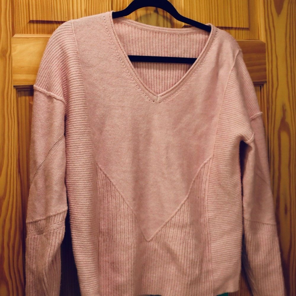 Pink V-Neck Women's Sweater